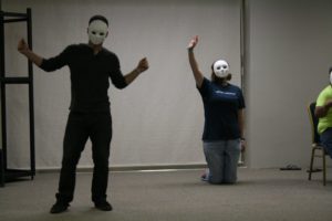 Masks help actors build skills of physicality.
