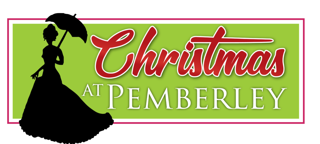 A silhouetted woman holds a parasol next to the title: Christmas at Pemberley